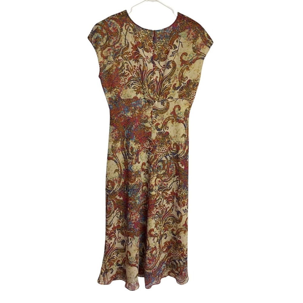Kasper Y2K Babydoll Midi Dress Size 16 Beige Red Boho Paisley Sleeveless Fairy - Picture 2 of 10